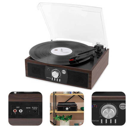 Gramofon RP175DW Fenton BT USB ciemne drewno