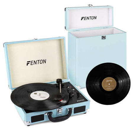 Gramofon w walizce RP115 Fenton niebieski+ case na winyle+ winyl gratis