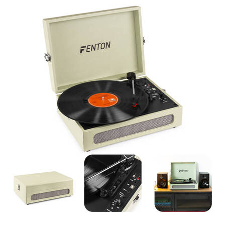 Gramofon w walizce RP118C Fenton wejście/wyjście BT zielony