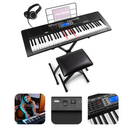 Keyboard 61 podświetlanych klawiszy Rhapsody61L Max+ statyw, ławka, słuchawki, mikrofon