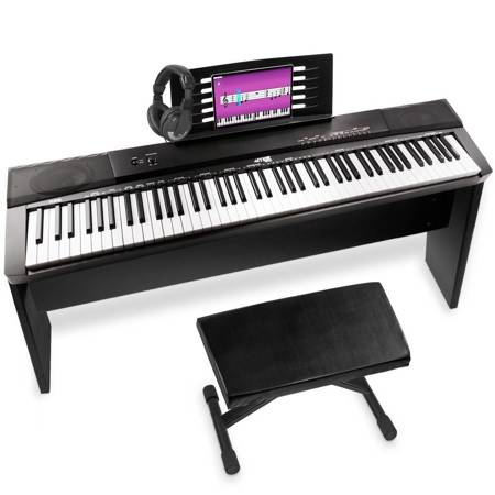 Pianino cyfrowe MAX KB6W z 88 klawiszami statyw, stołek, słuchawki