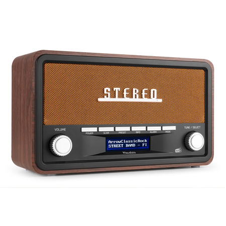 Przenośne radio Audizio Foggia stereo z budzikiem DAB+ FM- 50W - brązowy