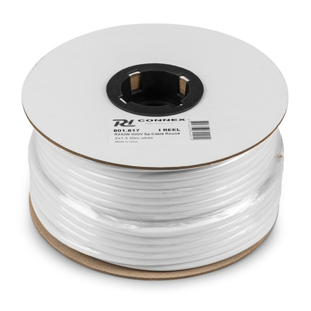 Przewód głośnikowy 1m /okrągły 100V 2x 1,5mm² biały PD Connex RX10W