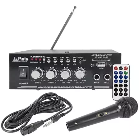 Wzmacniacz karaoke Party Light&Sound PLS1250USB-RC+ mikrofon dynamiczny Fenton DM100