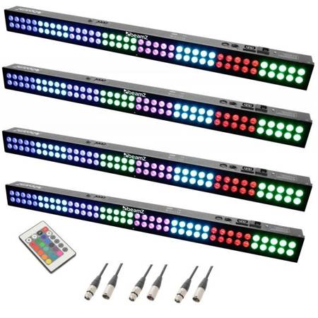 Zestaw: 4x belka oświetleniowa LED BAR BeamZ LCB803 + 3x kabel XLR