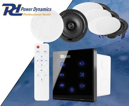 Zestaw: Wzmacniacz audio z 4 głośnikami sufitowymi Power Dynamics Powerline A100B