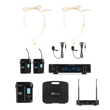 Zestaw mikrofonowy nagłowny 2x 80-kanałowy UHF PD220B Power dynamics